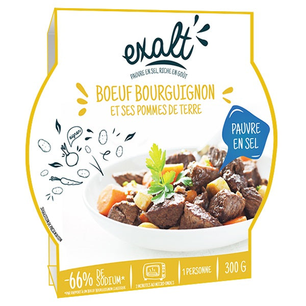 Beef bourguignon and potatoes - low in salt - 300g