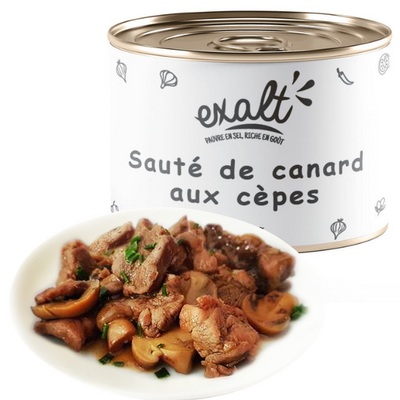 Sauteed duck with porcini mushrooms - low in salt - 400g